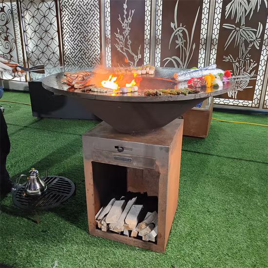야외 정원 Corten 강철 불 구덩이 바베큐 그릴 반구 바베큐 불 그릇 바베큐 그릴 반지