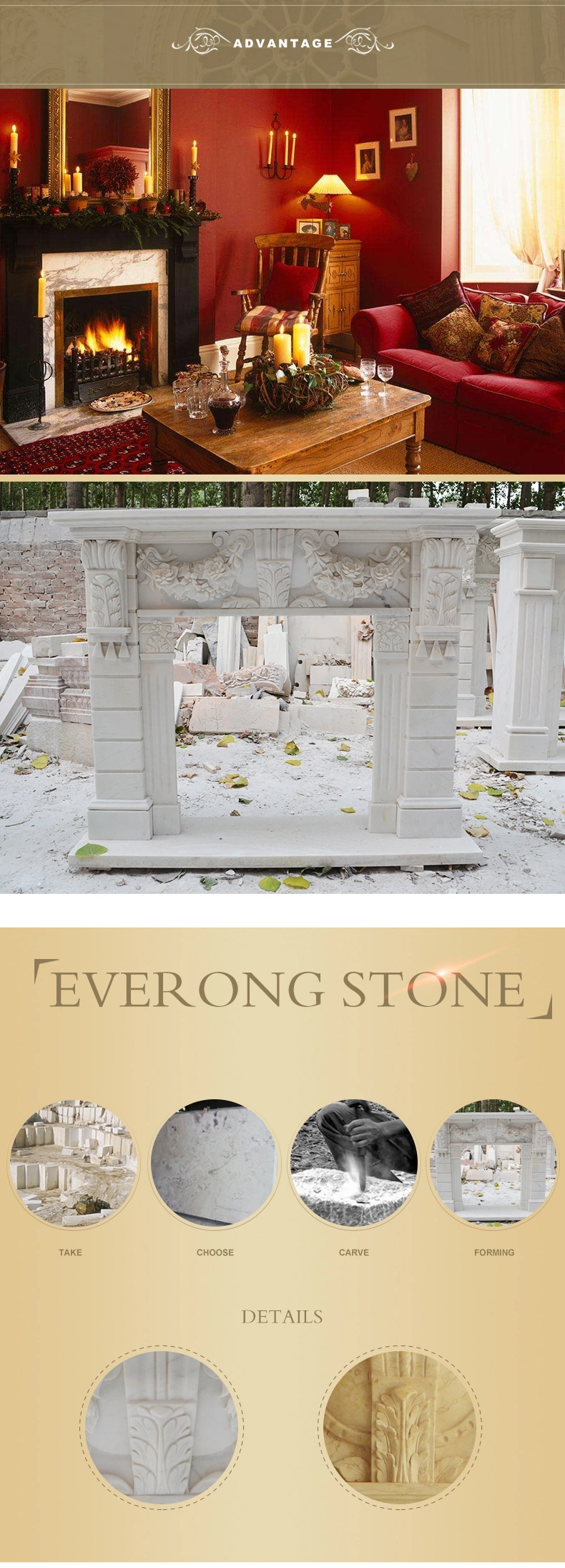 Cheap Natural White Beige Stone Marble Mantel Surround Sculpture Carving Electric Fireplace for Home&Hotel Decoration