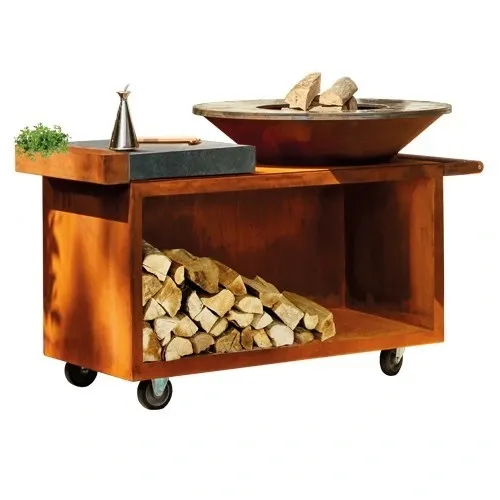 Outdoor Garden Corten Steel Fire Pit BBQ Grill Hemisphere BBQ Fire Bowl Barbecue with Grill Ring